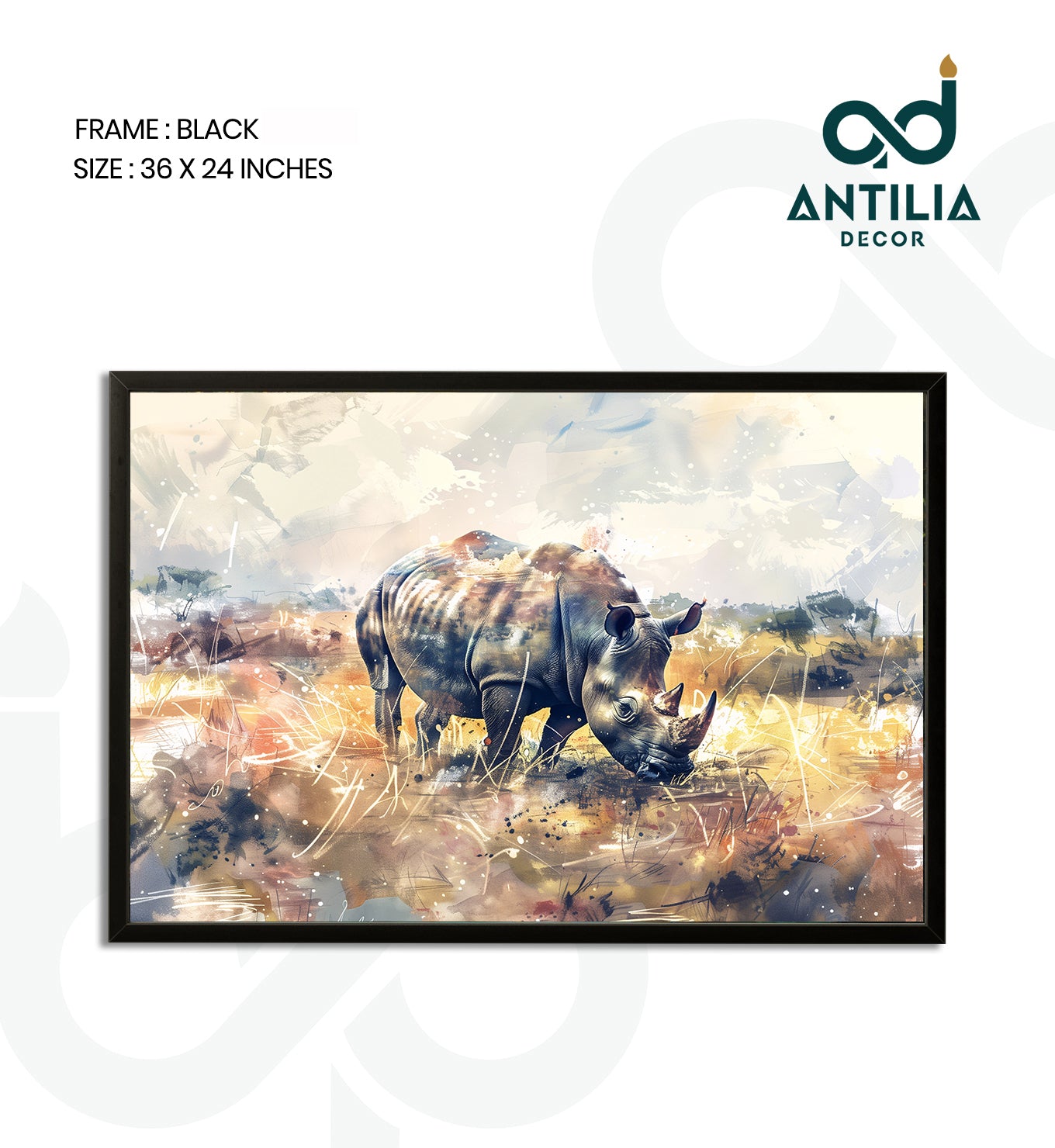 Rhino in Ochre and Gold