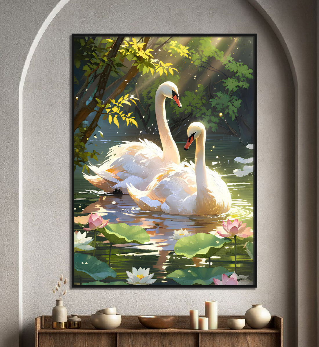 Swans- Lotus Pool Romance