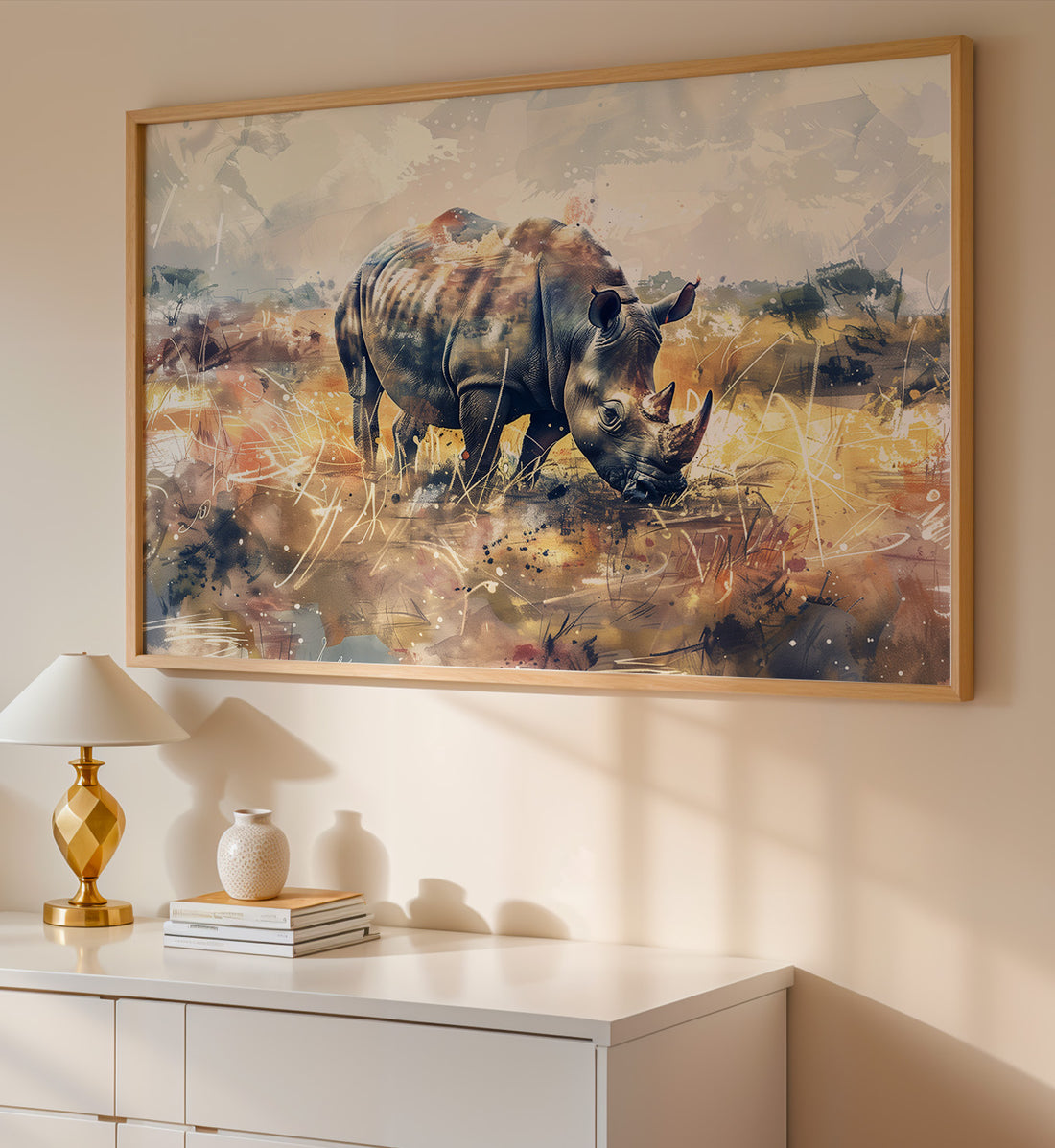 Rhino in Ochre and Gold