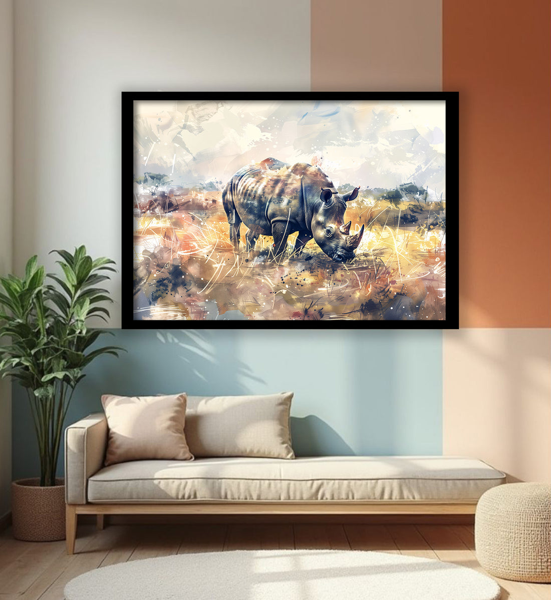 Rhino in Ochre and Gold
