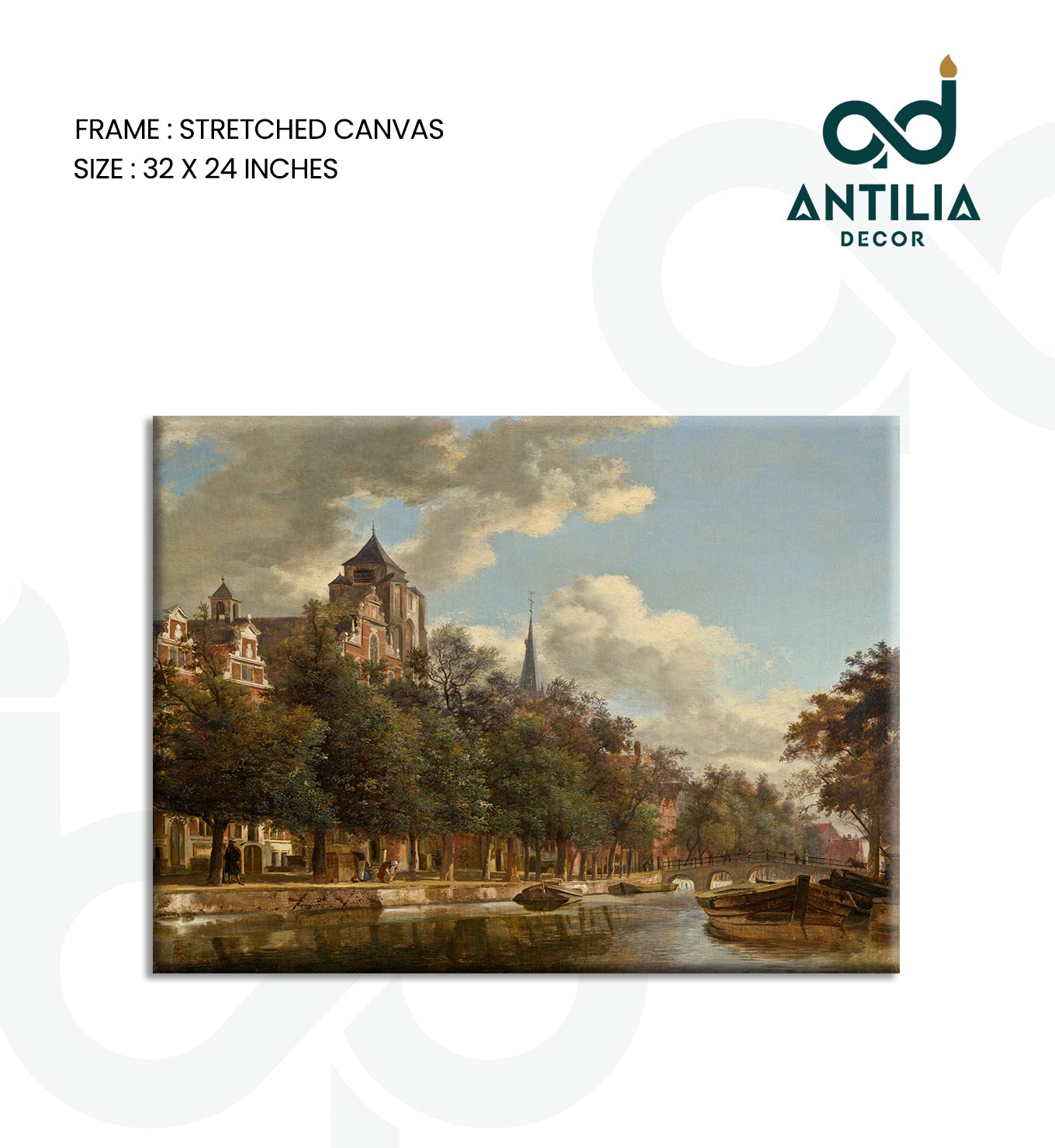 View Down a Dutch Canal by Jan van der Heyden
