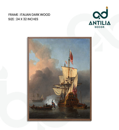 An English Warship Firing a Salute