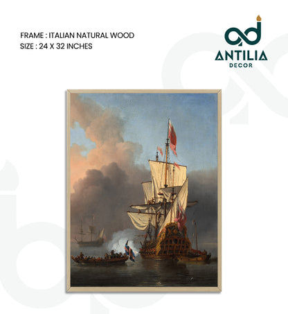 An English Warship Firing a Salute