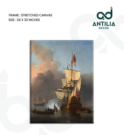An English Warship Firing a Salute