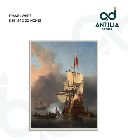 An English Warship Firing a Salute